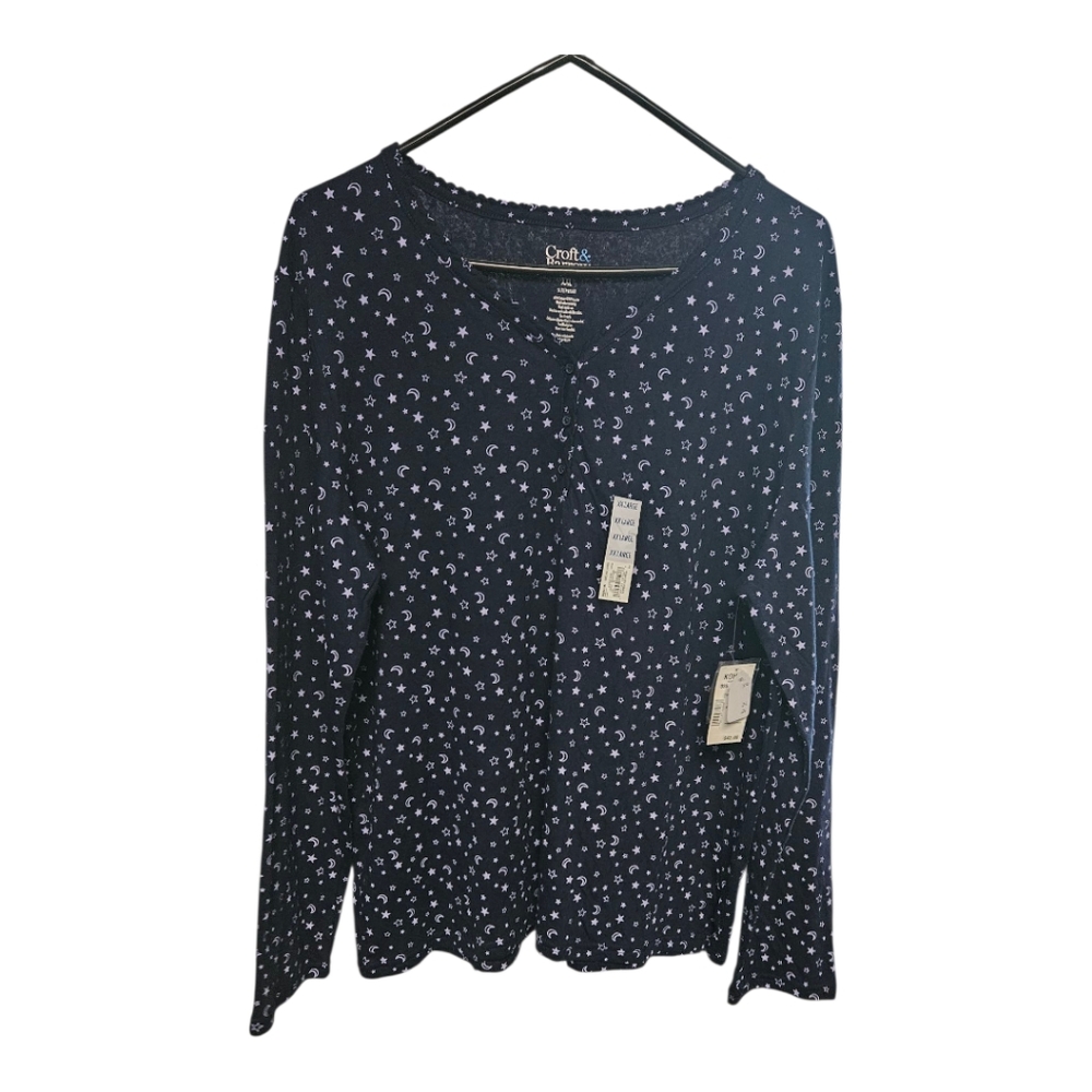 Croft & Barrow Women's Dark Blue Floral Pajama Top